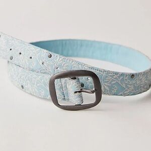 Free People Mountain Meadow Studded Leather Belt Blue Floral S-M | NWT